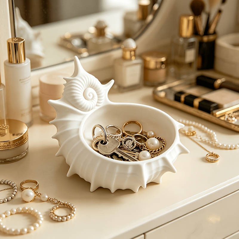 Seashell Storage Tray Artistic Bio-Mimetic 3D Texture, 3D Printed Design, Decorative Art Style, Entrance/Dressing Table Key/Jewelry Rack, Home Room Decor, Thoughtful Gift for Mother/Friend on Thanksgiving - Wedding Gift, Jewelry Trays