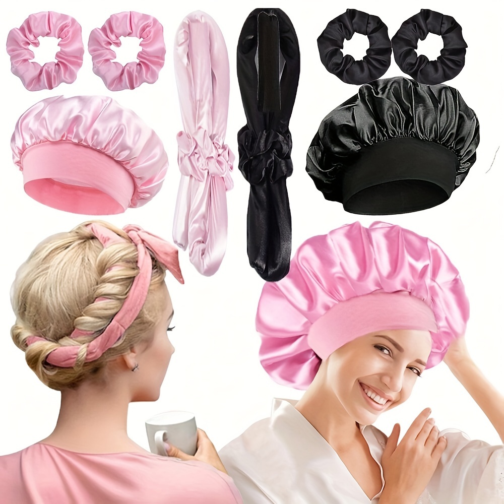 

4pcs Sleep Hair Care Tools Set, Non-heating Sleep Hair Curler, Bonnet, Sleep Cap, Hair Care Cap For Women