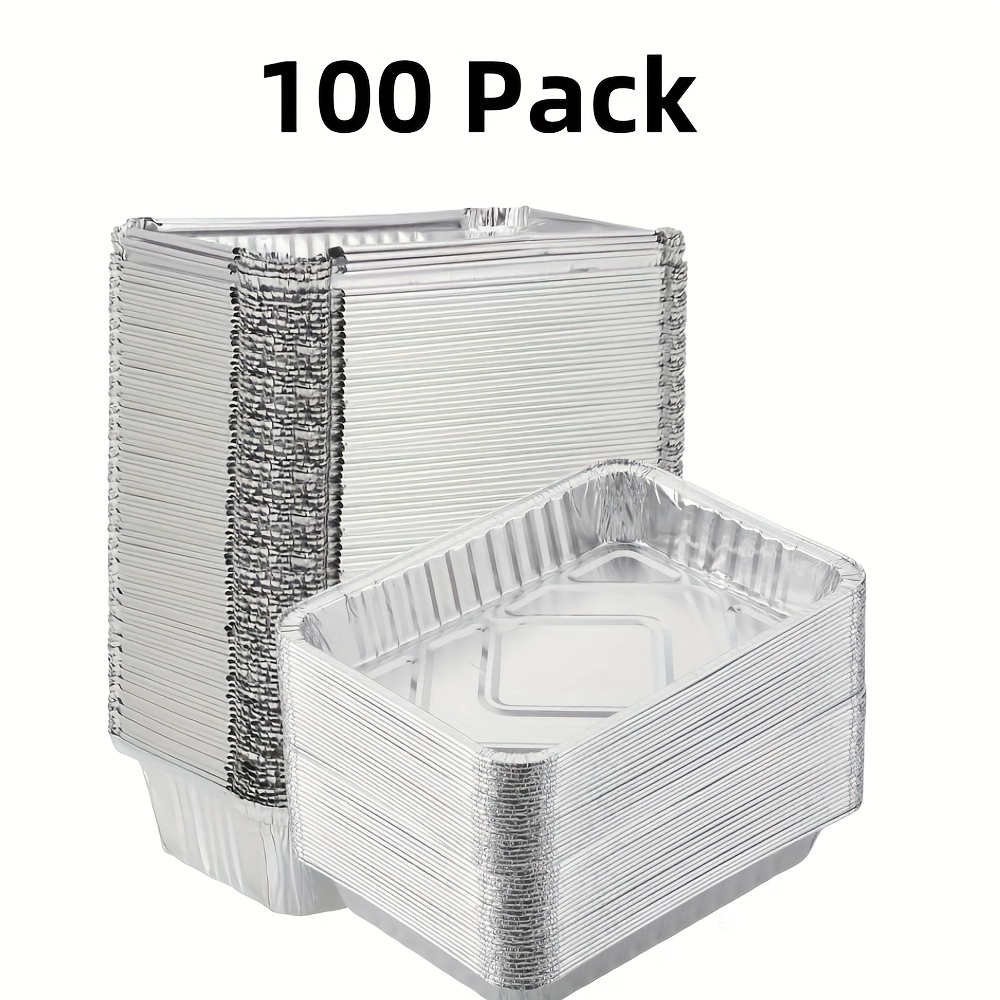 Image of 100pcs Grill Drip Pans Aluminum, 7.2x5.3, Compatible With Grills, Drip Pan Liners, Grease Pan Liner, Grill Drip Pans For Outdoor Grill