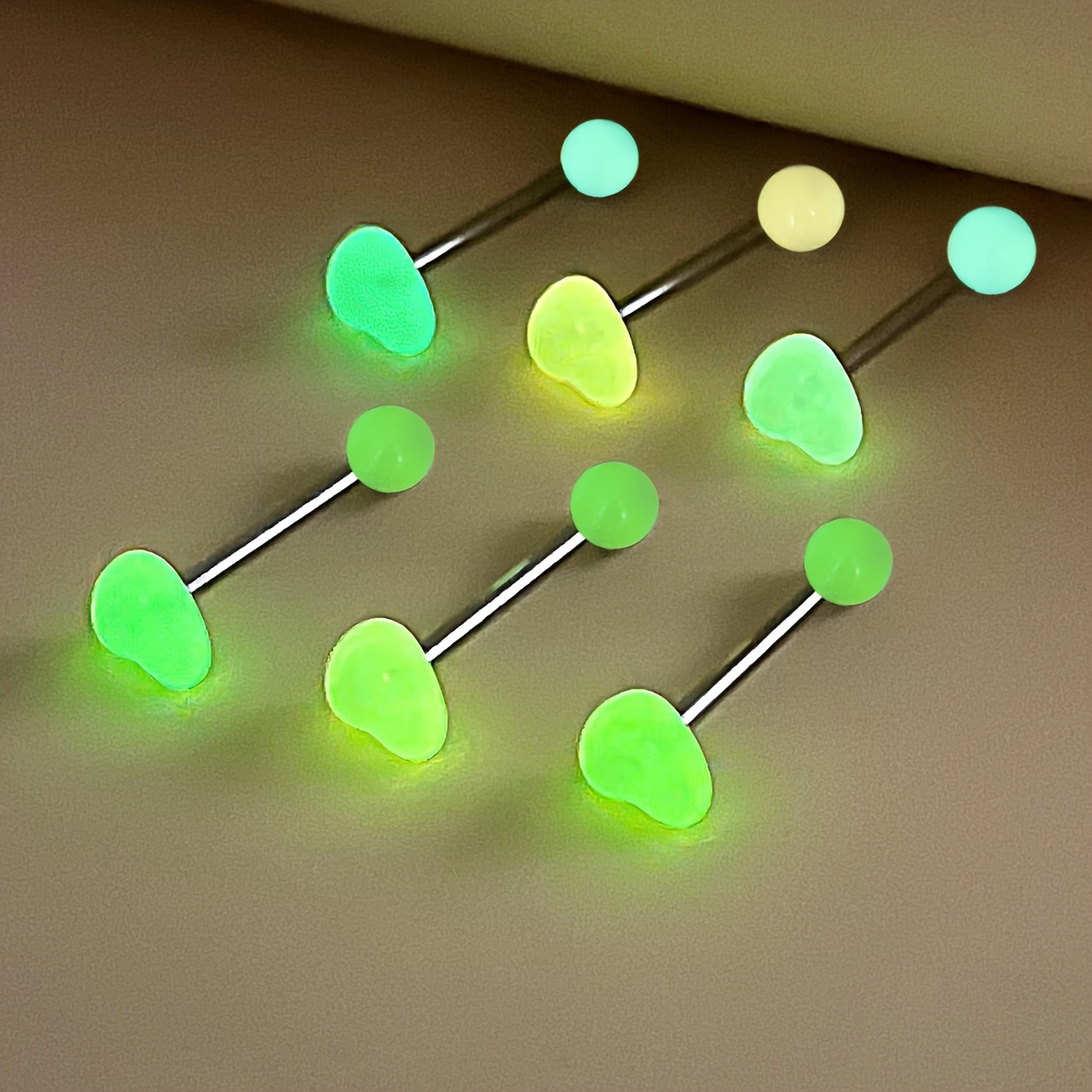 6/12pcs In The Dark Tongue Ring Acrylic Luminous Tongue Piercing Studs Barbell Body Jewelry - For Self - Comfortable, And