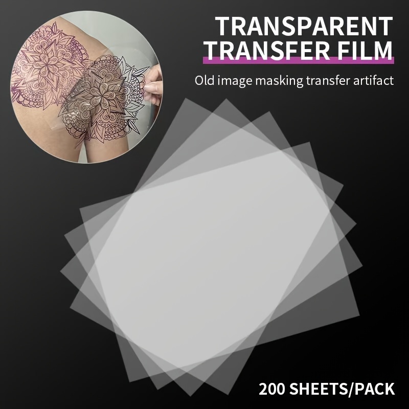 

200-pack A4 Size Transparent Transfer Film Sheets, Tattoo Template Paper For Hand Drawing & Thermal Copying, Unique Tattoo Tracing Paper, Unscented, No Electricity Or Battery Needed, Transfer