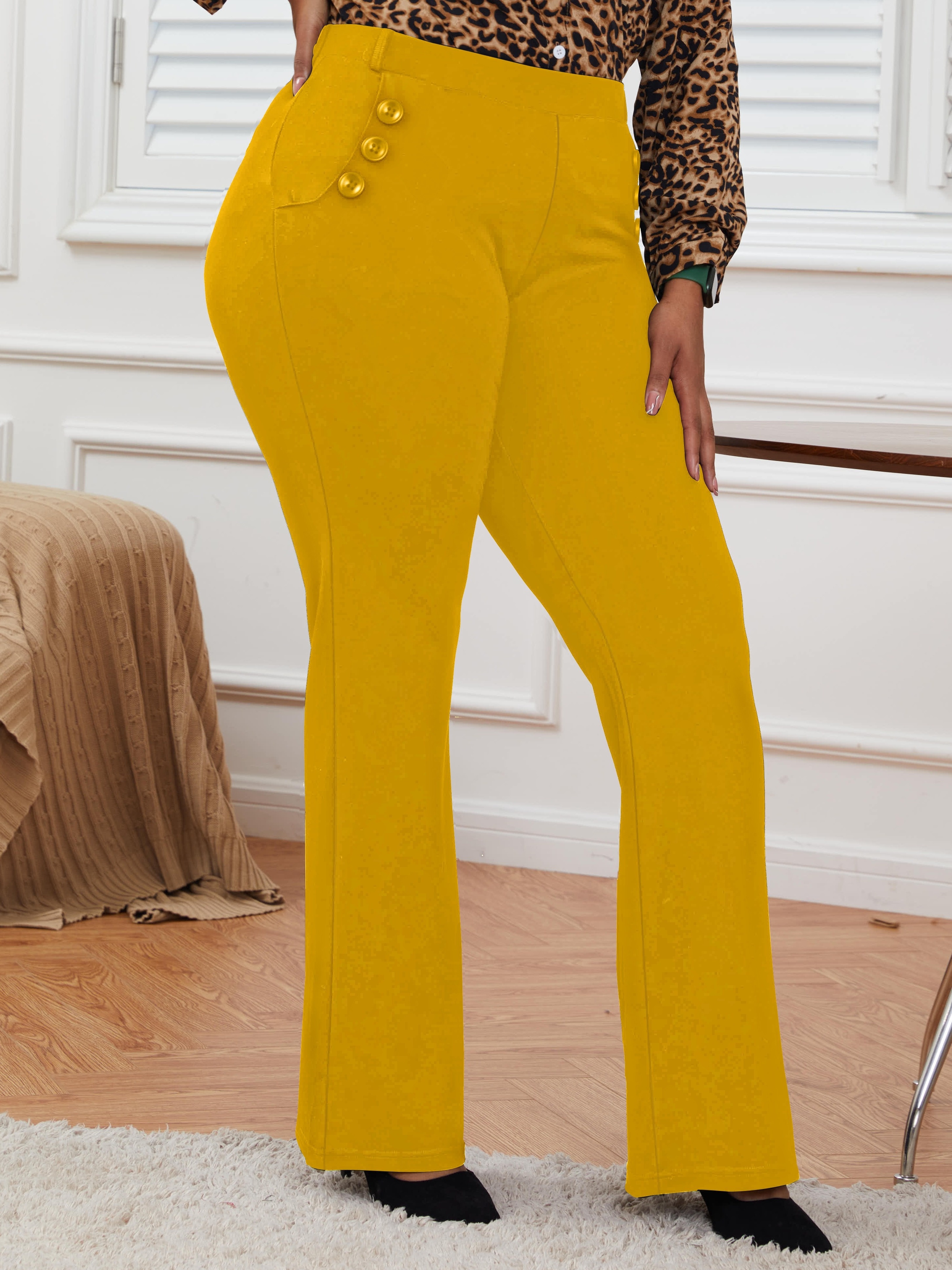 Mustard yellow women's dress pants best sale