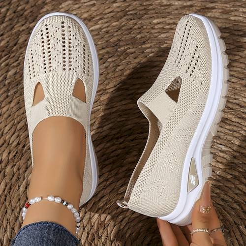 a pair of breathable mesh slip on flat sports shoes for women lightweight and comfortable casual footwear suitable for shopping malls parks summer vacations and outdoor leisure women shoes