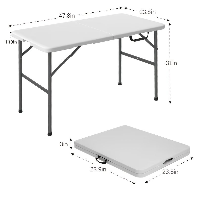 TEMU [180/120/80cm]heavy Duty Outdoor Folding Table, Portable Camping Table With Carry Handle, Adjustable Height Metal Table For Patio, Bbq, Picnic,