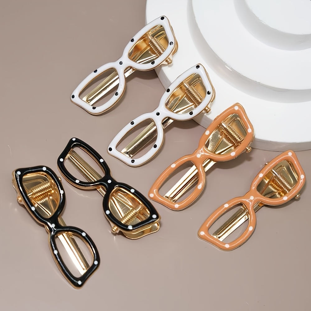 TEMU Lot de 6 pinces à cheveux métalliques de lunettes, pinces à frange douces et décontractées, pinces à cheveux effilochés, accessoires capillaires
