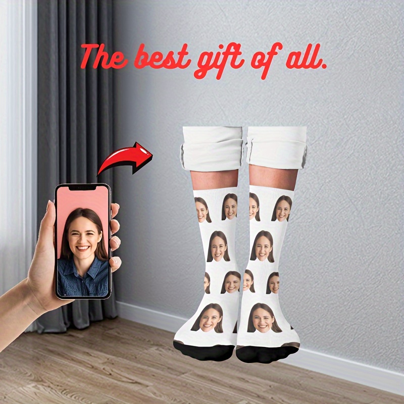 

Custom Face Socks, Personalized Funny Gift Crew Socks With Photo Customized, Novelty Trendy Crew Party Present Socks For Men Women