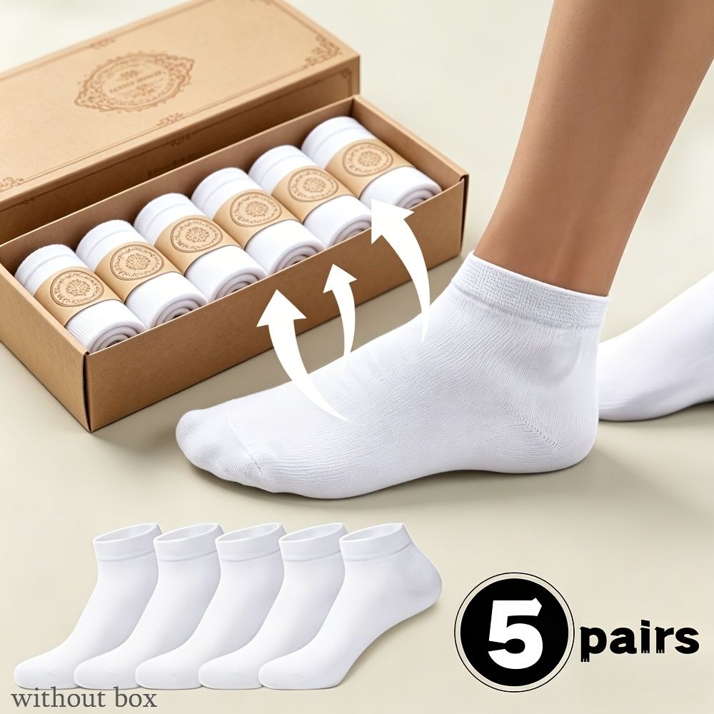 TEMU Lot de 5 paires de chaussettes d'été unisexes respirantes – de voyage léger, tailles asiatiques en /noir pur, chaussettes de sport décontractées