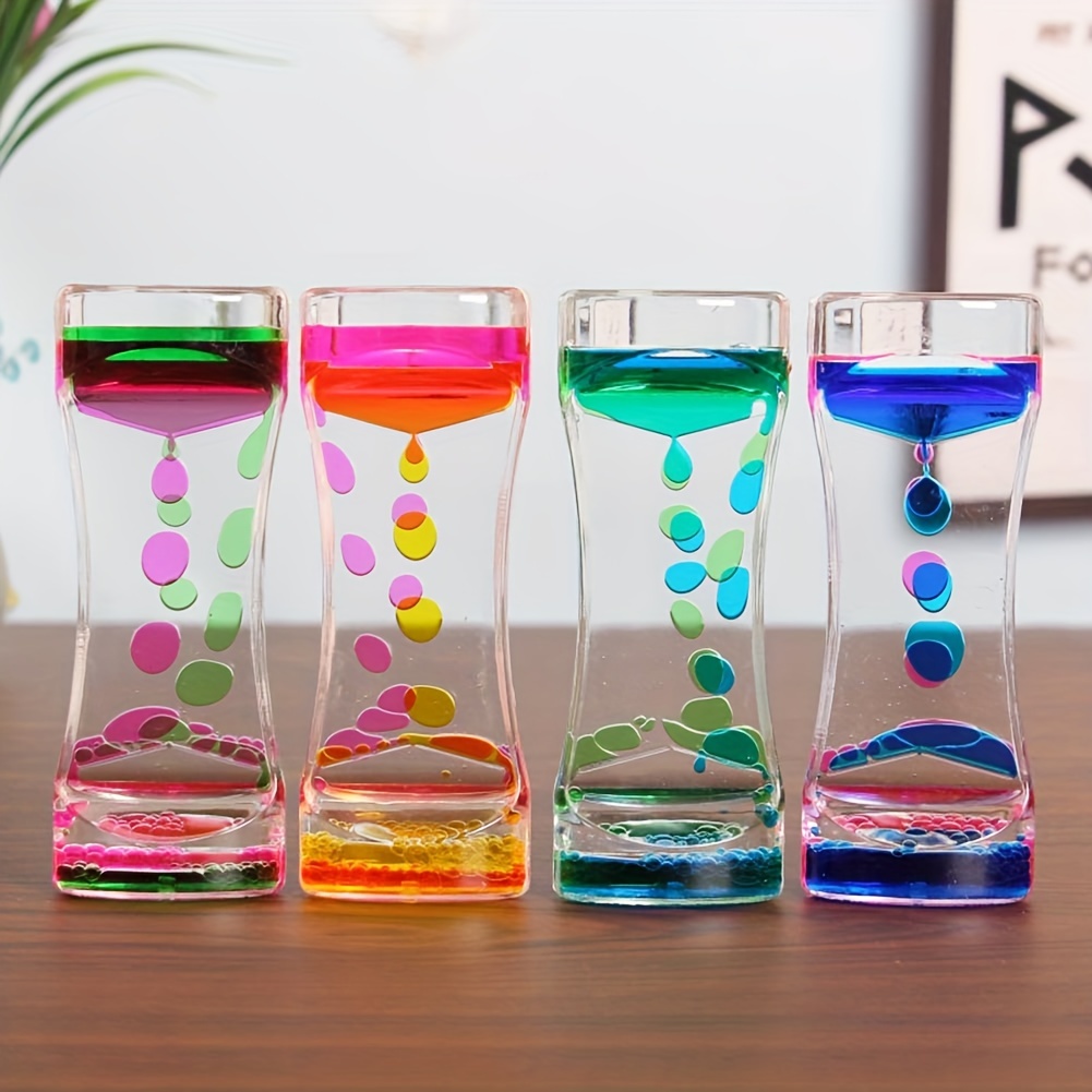 

1pc, Double Color Sand Hourglasses Colorful Liquid Timer Liquid Motion Timer Bubble Timer Oil Hourglass Home Decoration