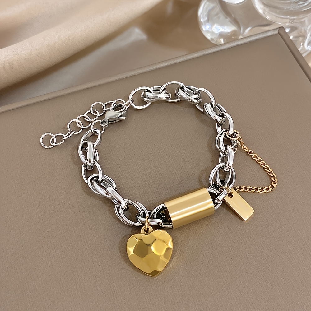 2pcs Romantic Heart Pendant Bangle and Necklace Set