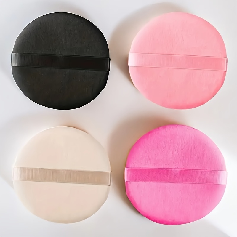 TEMU 4pcs Super Large Soft Round Makeup Powder Puff Sponge, Clear Makeup Effect, Suitable For Body, Face Dust Remover, Mixing And Makeup Foundation Make-up