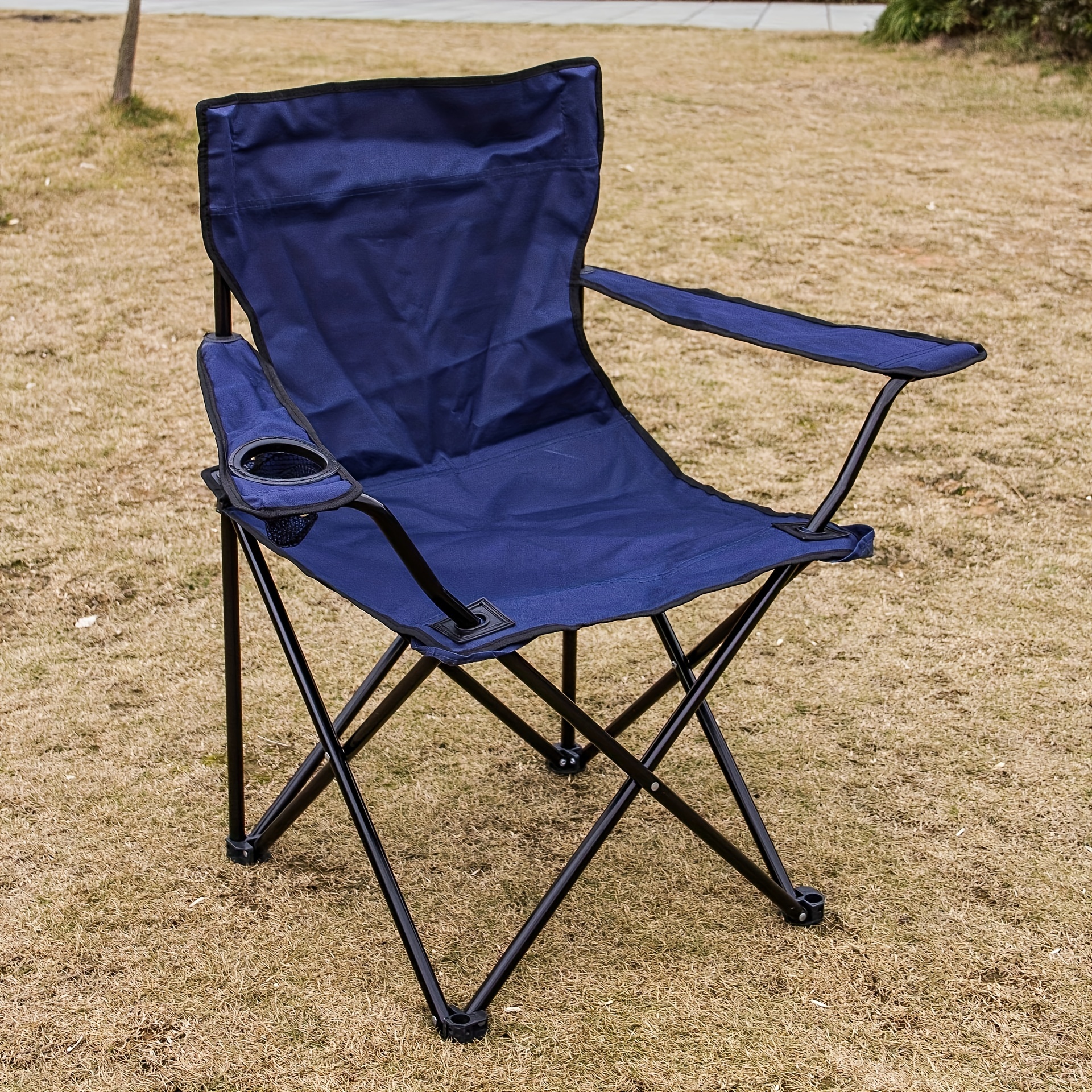 Picnic Camping Chair Portable Picnic Chair Beach Chair With Carrying Bag  Foldable Fishing Chair With Water Cup Holder - Sports & Outdoors - Temu