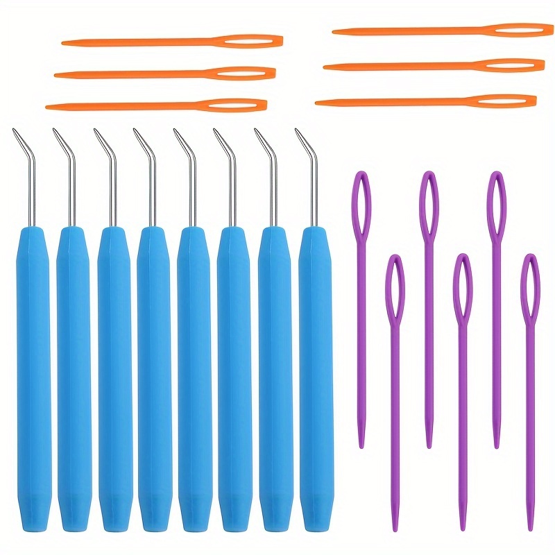 

8pcs Knit Set 12 aiguilles à coudre en plastique de mélangée - Têtes en inoxydable durables, poignées confortables à tisser et planches à tricoter