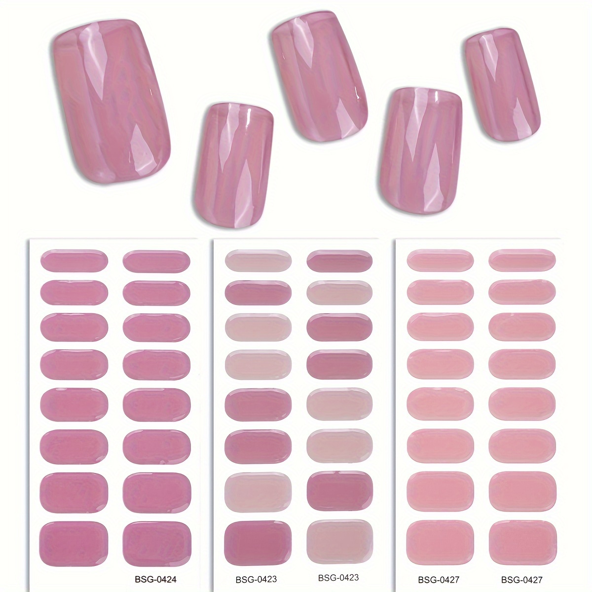 

48pcs Elegant Semi-cured Gel Nail Wraps Set - & Remove, Salon-quality Self-adhesive Nail Stickers With Uv Lamp, Sparkle , - Includes Nail File, Ideal For Women's Diy Manicure