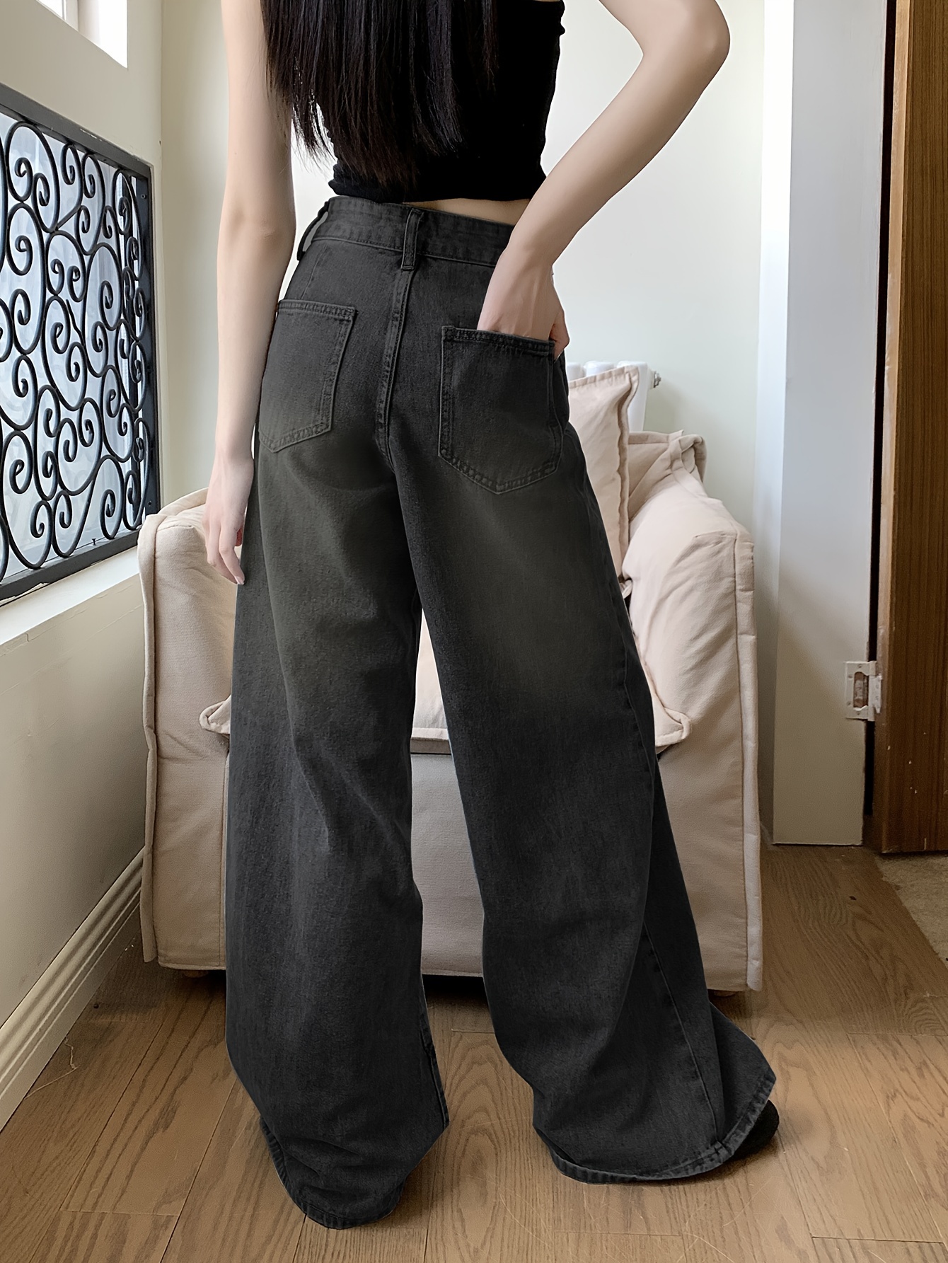 25aw YOKE Denim Wide-Leg Trousers YOKE - Black Laser Processed