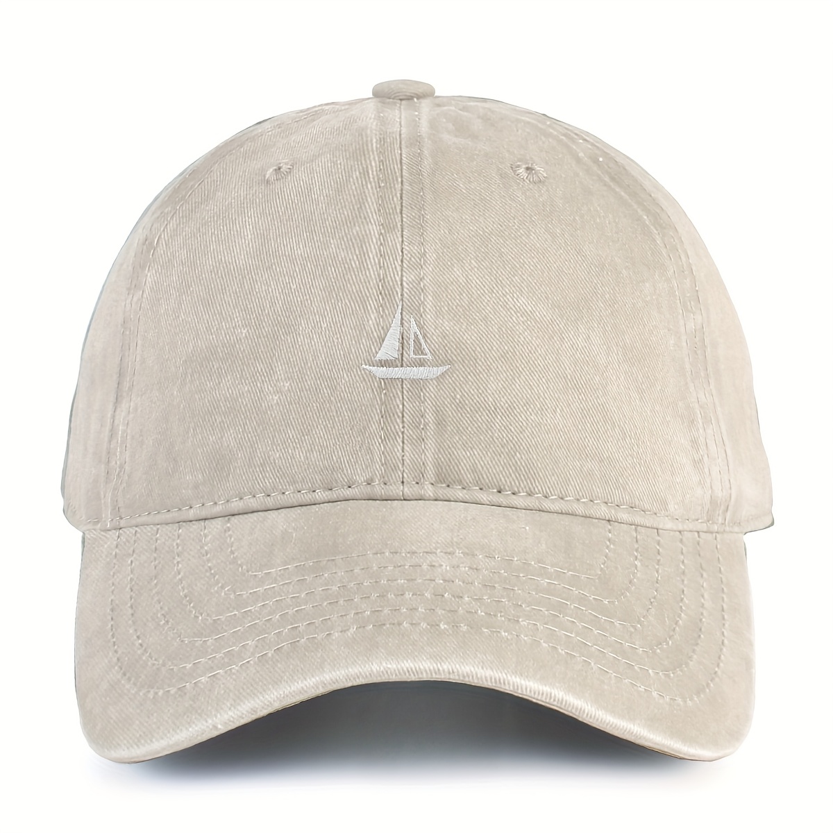 Image of A Sailboat Embroidered Geometric Logo Baseball Cap, Suitable For The Beach, With Sweatband To Prevent Burning Of Hair