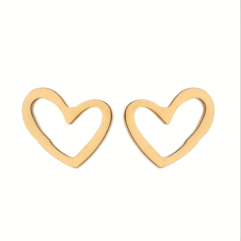 TEMU 1 Pair Of Hollow Heart-shaped Fashion Earrings For Women, Stainless -shaped Earrings For Men, Beach Party, Wedding, Holiday, Birthday Gift