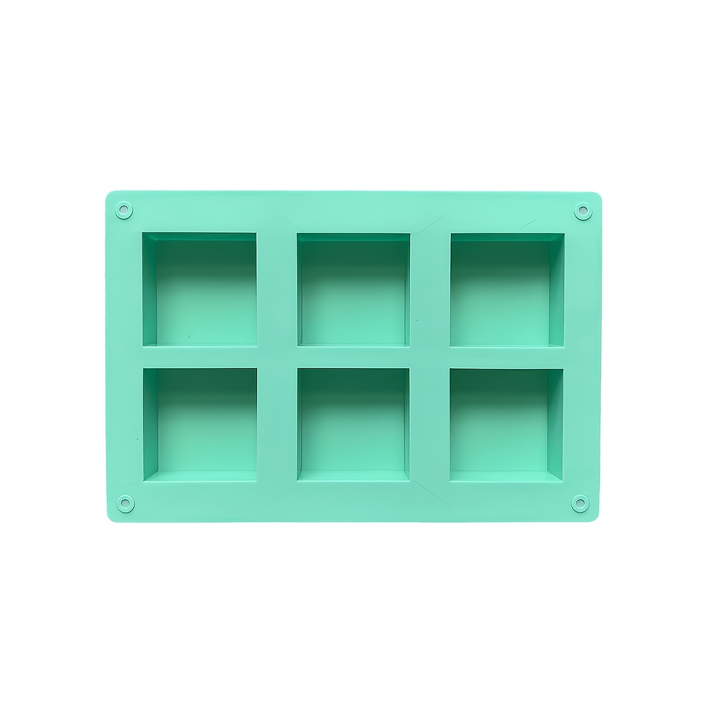 TEMU Molde de silicona para jabón de 1 pieza con 6 cavidades cuadradas, molde de silicona a para bombas de baño y sales, suministros para hacer jabón