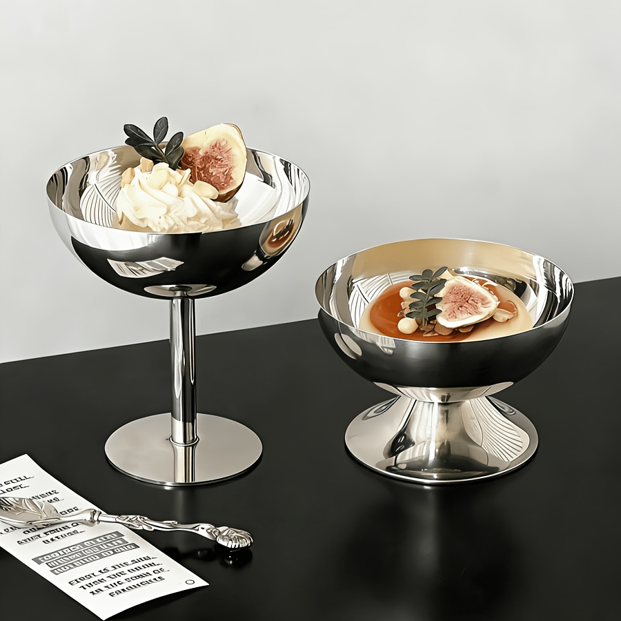 304 Edelstahl Eisbecher 150ml Fußbecher Set Dessert Schüssel Puddingbecher Mousse Schüssel Spiegelpoliert Wiederverwendbar Goblet * Schüssel für Party Obstsalat Servieren Küche