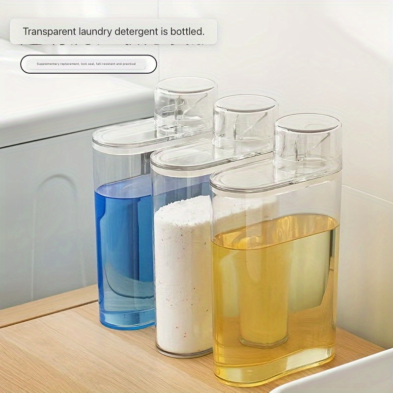 

1pc Transparent Laundry Detergent Dispenser, Clear Plastic Storage Containers With Strong Sealing, Moisture-proof For Laundry Powder & Liquid