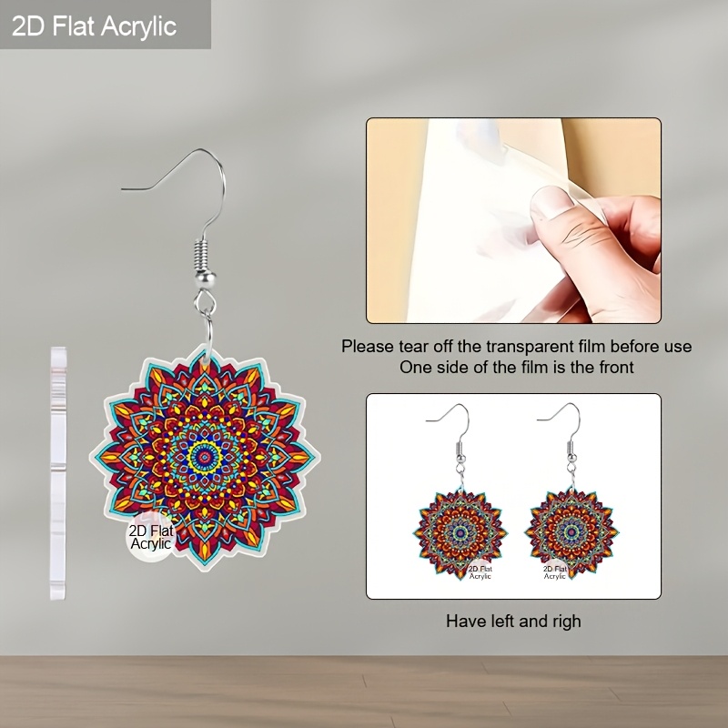 Exotic Flowers Mandala Geometric Acrylic Earrings for Women