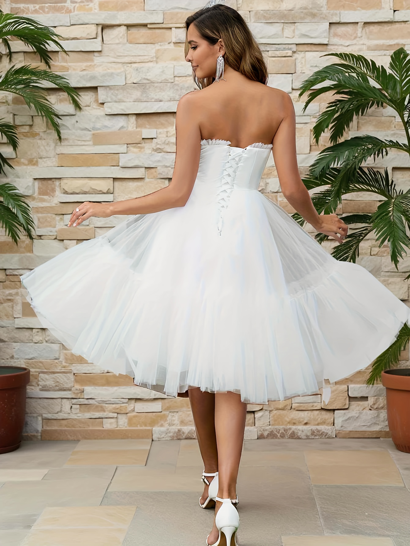 elegant white ballet style wedding dress women Temu Canada