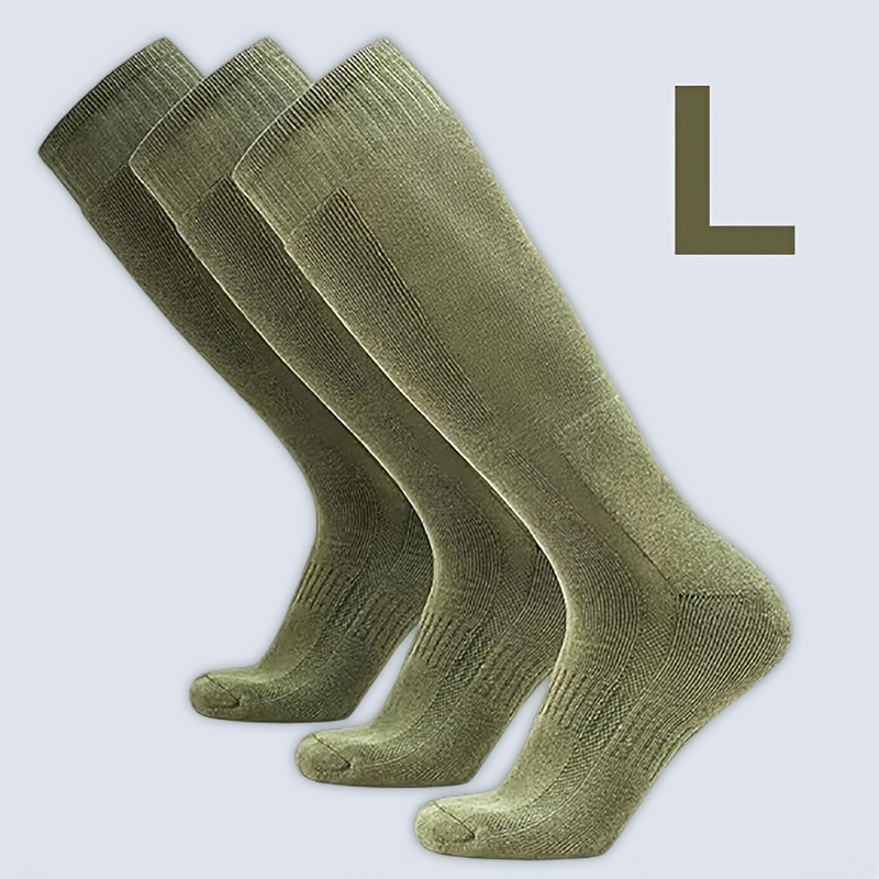 Image of 3 Pairs Of Thickened High-calf Socks For Men And Women, Designed To , Breathable, Moisture-wicking, And Anti-blister. With Cushioning And Elastic Compression, Making Them Perfect For Hiking, Climbing