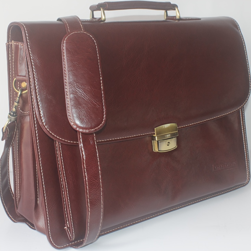 TEMU Maletín de Negocios Elegante para Hombre - Gran Capacidad, Compartimento para Laptop y Tableta, Correa de Ajustable, Cierre con Cremallera