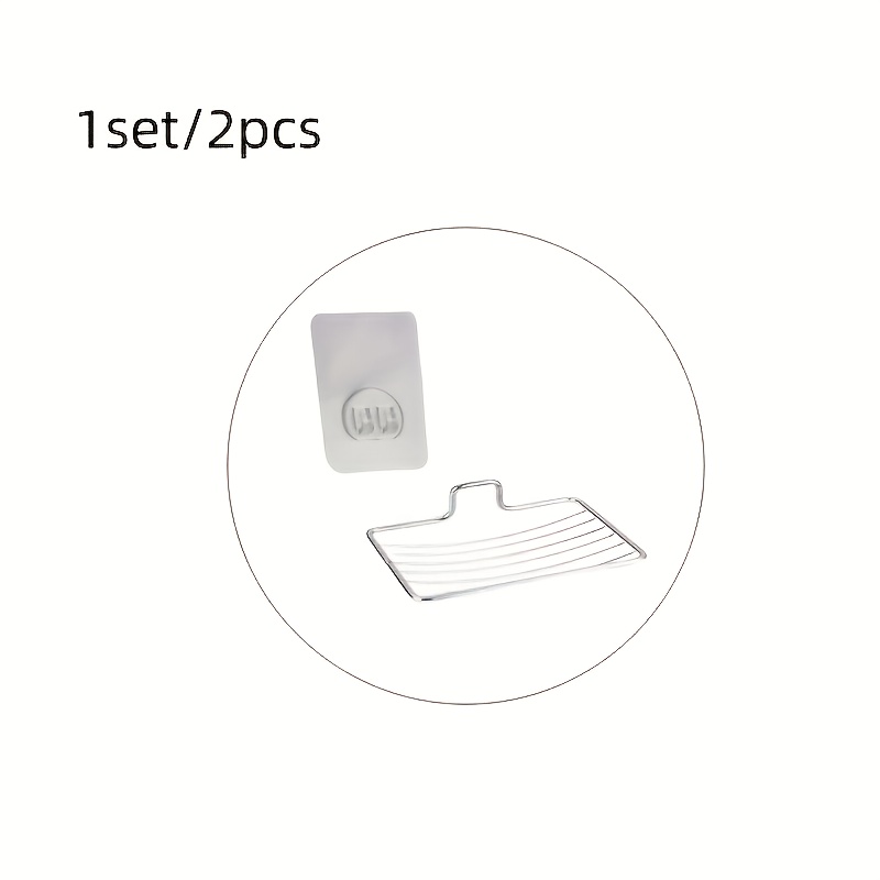 TEMU 1 Set/2pcs (rack + Adhesive Hook) Wall-mounted Soap Box Without Drilling, Designed For Drainage And Storage. This Stainless Steel Soap Holder Is