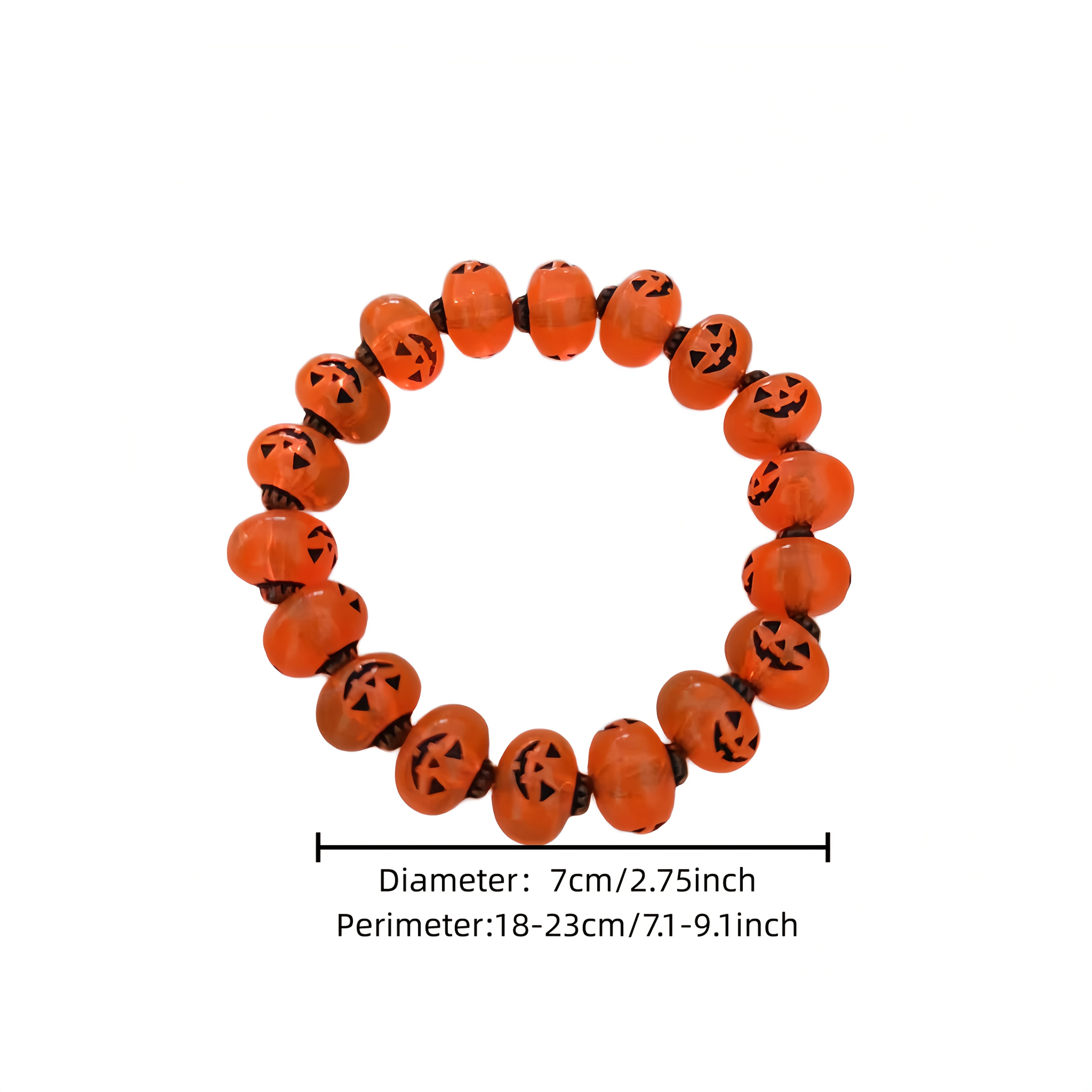 TEMU Halloween Pumpkin Bead Bracelet—featuring An Elastic Cord Design, Holidays, Prom, Parties, Vacations, And Everyday Wear