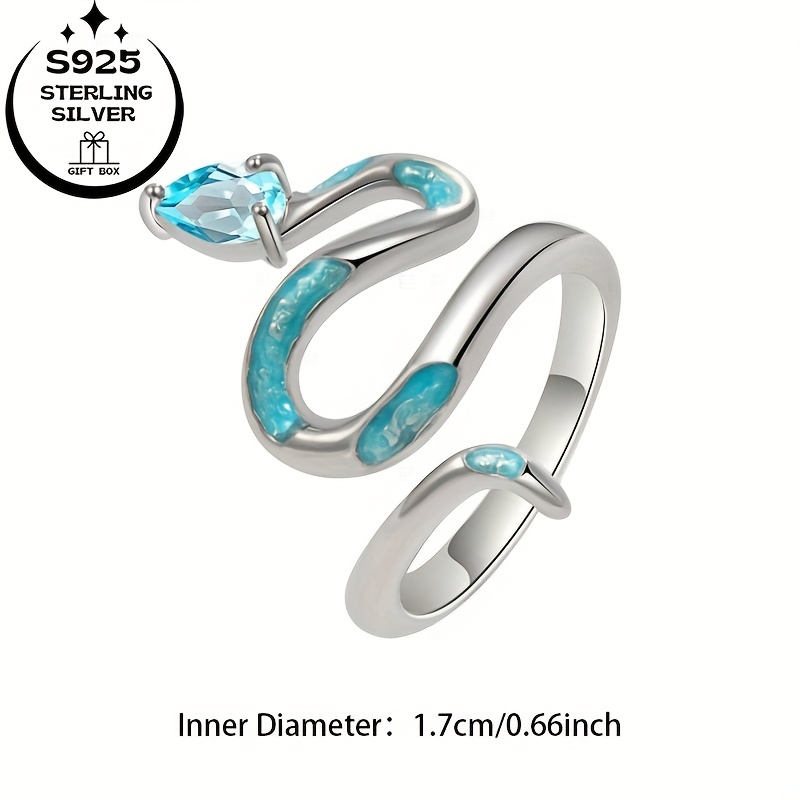 925 Silver Dripping Green Snake Adjustable Ring