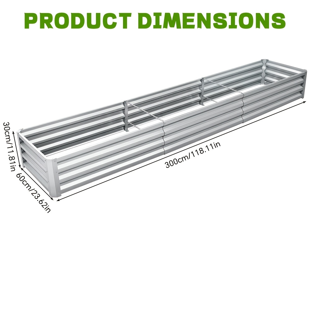 Image of Raised Garden Bed Kit, Rectangular Steel Outdoor Bottomless Planting Bed With Multiple Components For Vegetables, Flowers, Herbs, Fruit