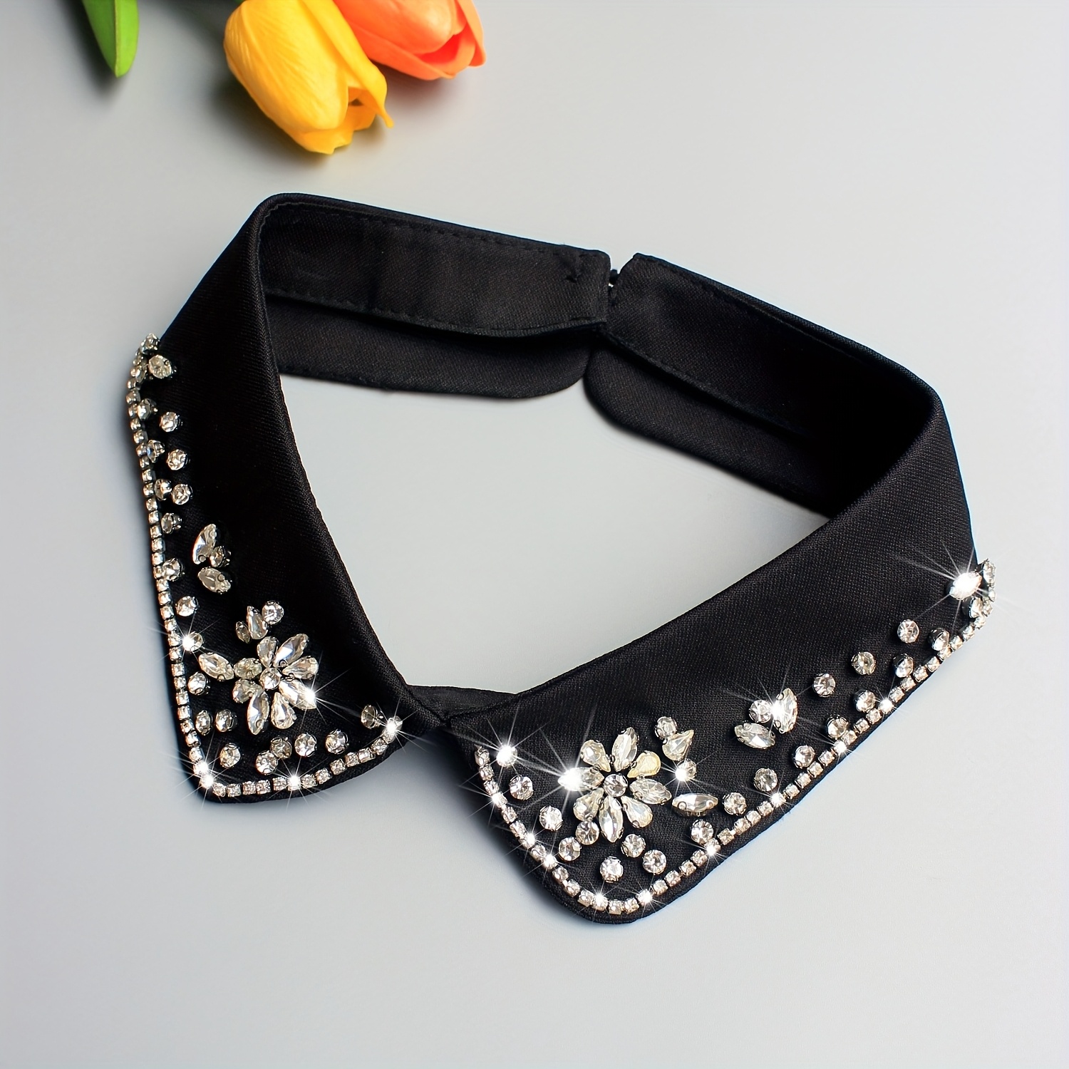 TEMU 1pc Exquisite Sparkling Faux Collar Hand-sewn Beading Rhinestone Luxurious Temperament Neckline Decoration Spring Summer Autumn Winter