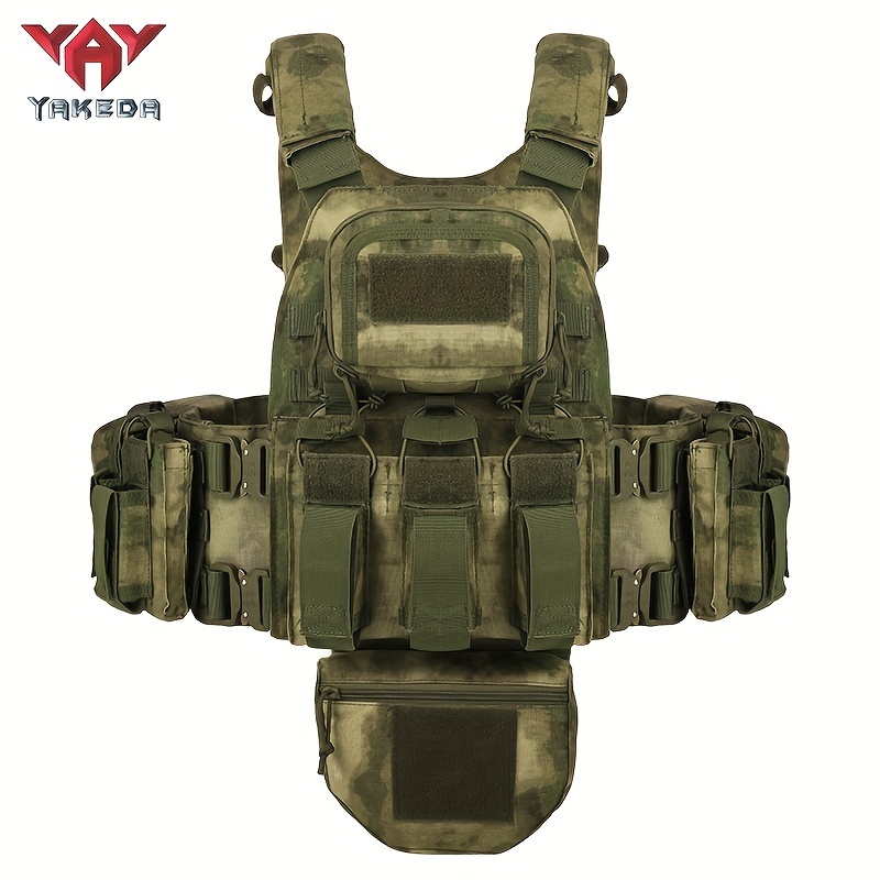 TEMU Yakeda Camo Training Vest With System - Full Protection, Multi-functional Molle Outdoor Gear Release & Adjustable Straps, For Hunting And Survival Enthusiasts