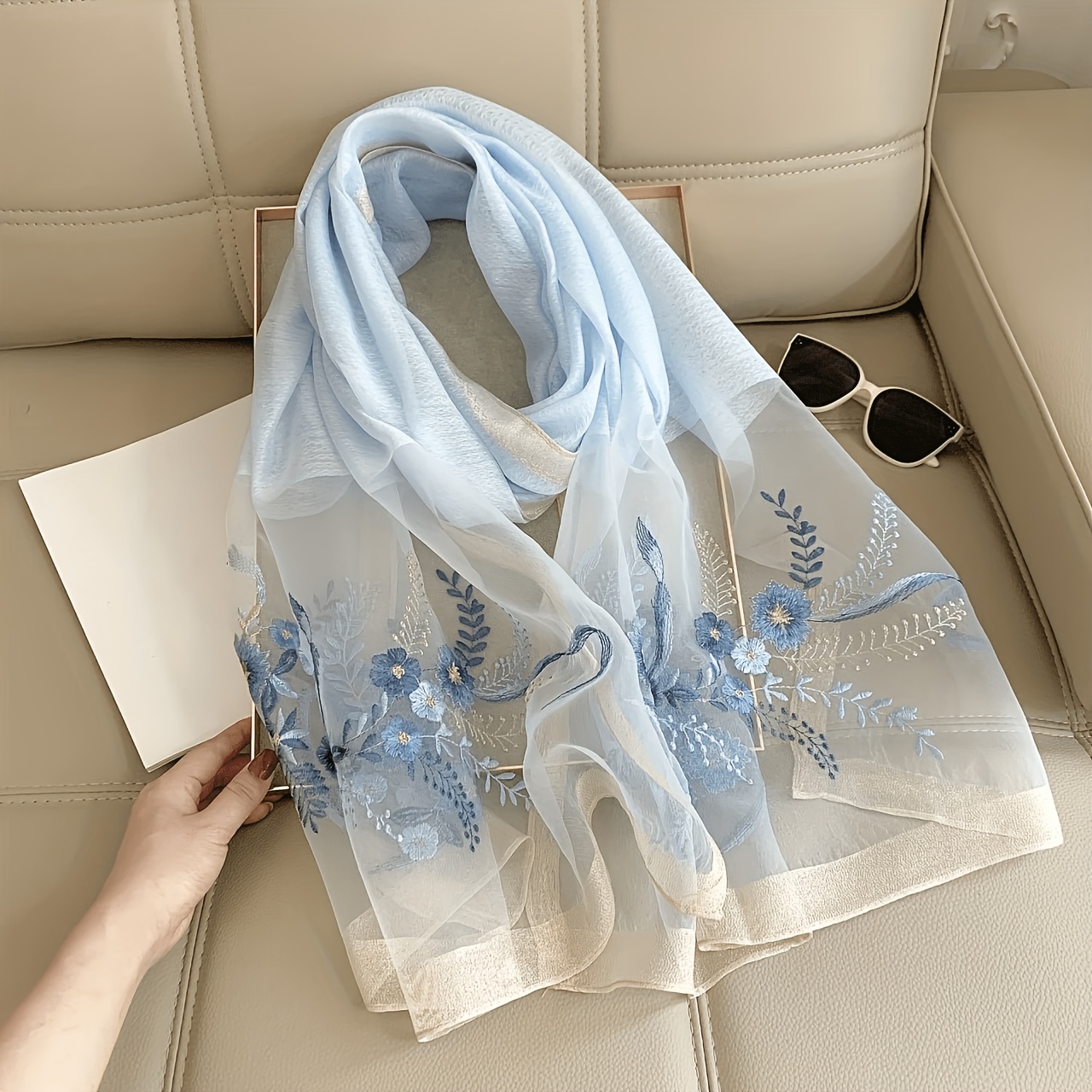 TEMU With Suzhou Embroidery Featuring Floral Designs, Elegant And Wind-resistant, Perfect For Outdoor Dates