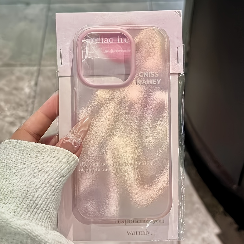 TEMU Phone Case - This Gradient Pink-green Pattern Foil Pleated Phone Case, Suitable For Iphone 17/11/13/ Plus/15 Pro/15 Pro Max/12/14 Pro Max/16 Pro