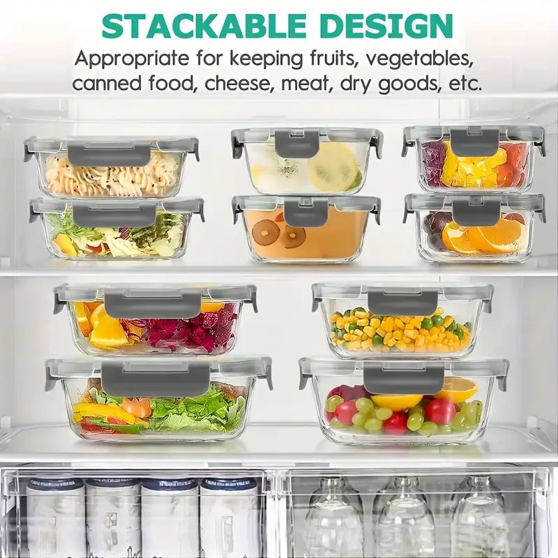 36pcs food storage containers 36pcs including 12pcs glass containers with 12 lids and 6 seasoning boxes with 6 lids airtight freezer containers with lids glass meal prep container food dish transport bus tubs Product details 3