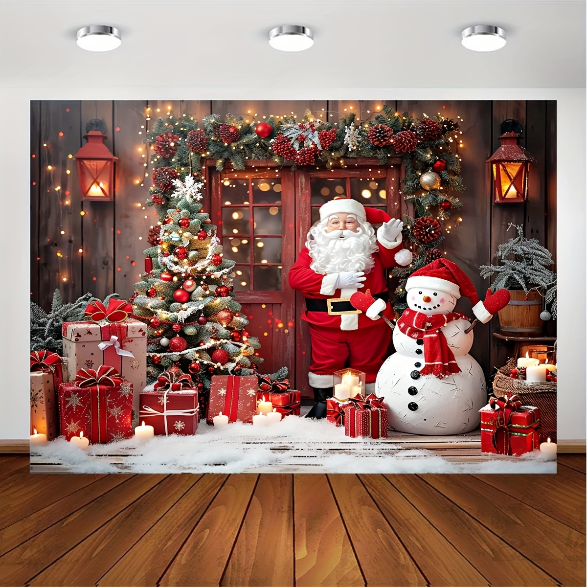 

Merry Christmas Backdrop: Festive Photography Prop For Christmas Parties - 90.5in X 70.8in (230cm X 180cm) - No Power Required - Multi-purpose Use - Suitable For Fall And Winter Holidays