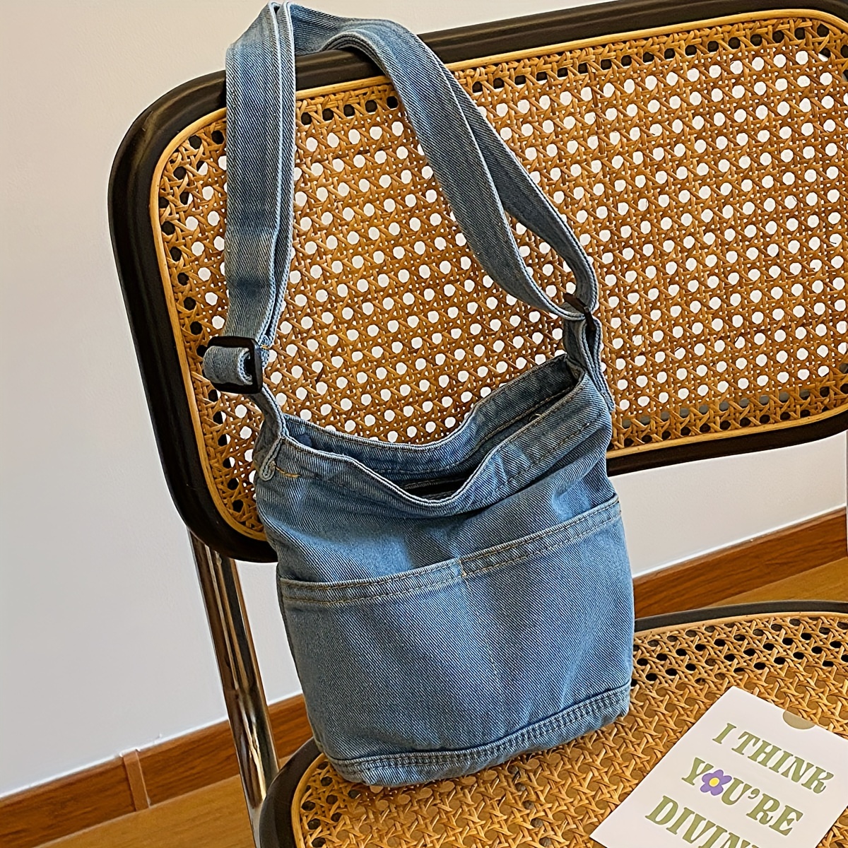 

Multifunctional Denim Tote Bag For Women, Double-use Crossbody Bag With Zip Closure For Commuting & Leisure