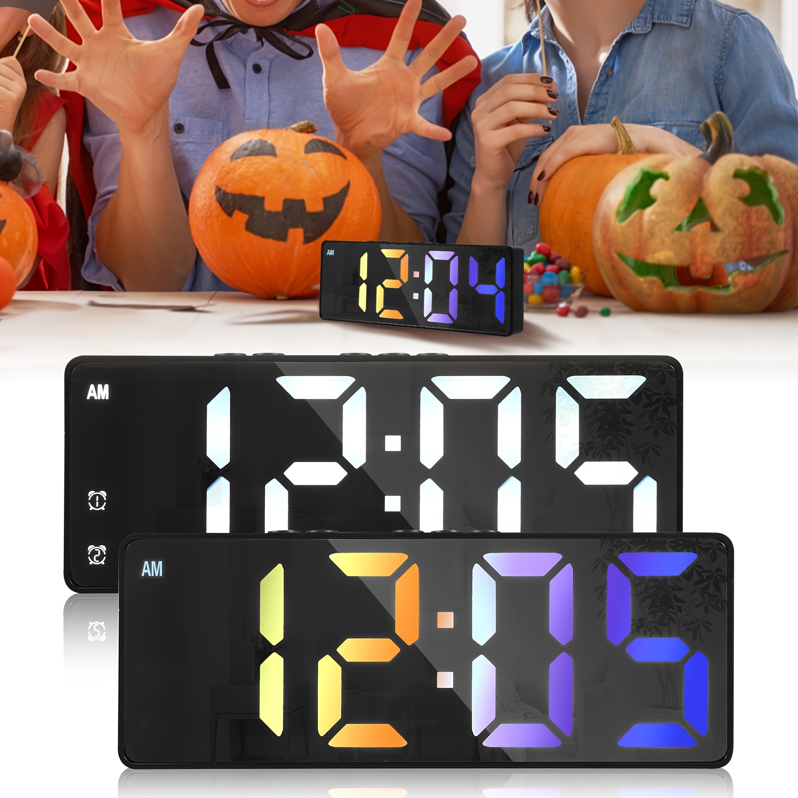 

1pc Latest Digital Clock, Led Alarm Clock For Bedroom, Electronic Desktop Clock With Temperature Display, Adjustable , 12/, Hour Clock For Bedroom Christmas, Halloween Gifts