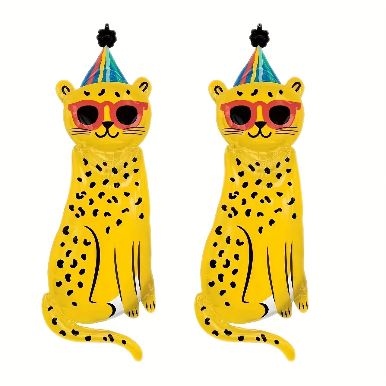 

Birthday Party Leopard Balloons With Glasses And Party Hats - 14+ Years Applicable Age Group - 2 Pack Animal Shaped Plastic Balloons, No Electricity Needed