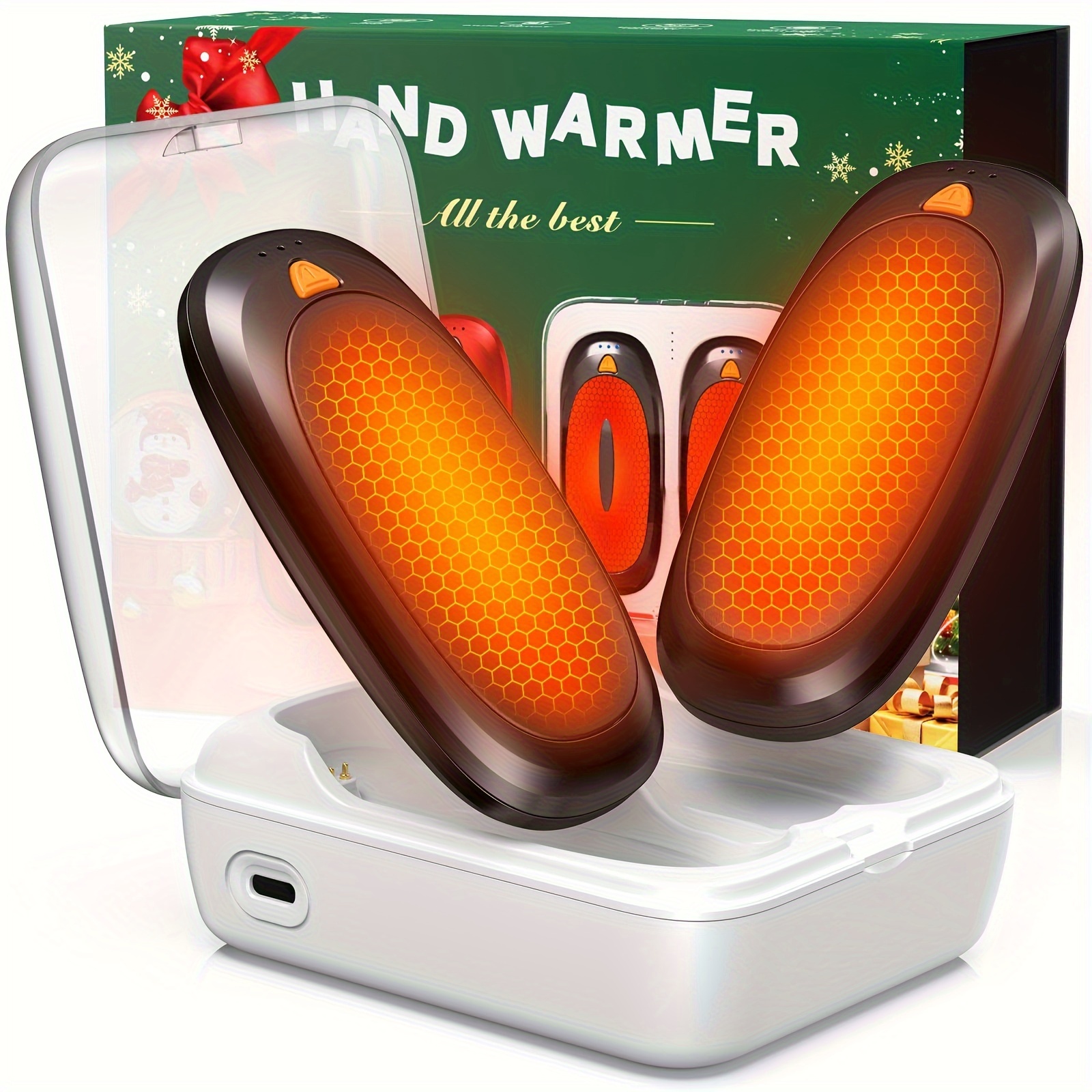 

3-in-1 Electric Hand Warmers Rechargeable 2 Pack, 14000mah Portable Dual-sided Handwarmer With Charging Case, 3 Levels Fast Heating Pocket Warmers, Gifts For Men, Women, Raynauds, Hunting Gear