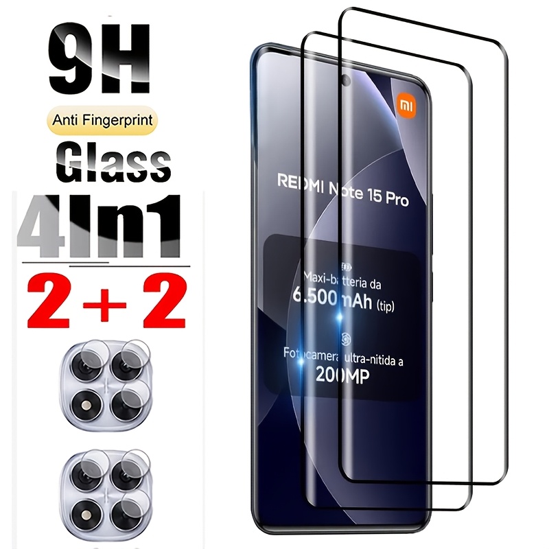 [2+2 kosa] 2 kosa HD kaljenih steklenih folij in 2 kosa zaščit za objektiv kamere, primerno za Redmi Note 15 Pro+/Note 15 Pro/Note 15/Note 14