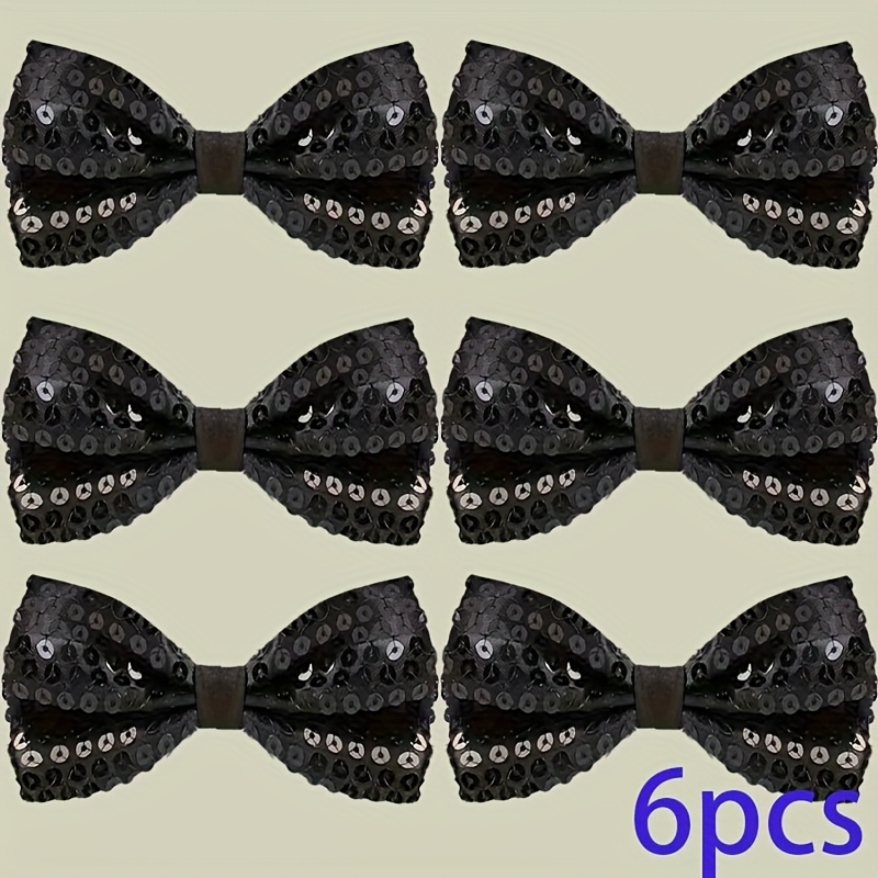 TEMU 6pcs Sequin Bow Ties - Suitable For Weddings, , Graduations, & Games - Elegant Unisex Necktie Accessories For , Hand Washable Sparkling Bow Ties