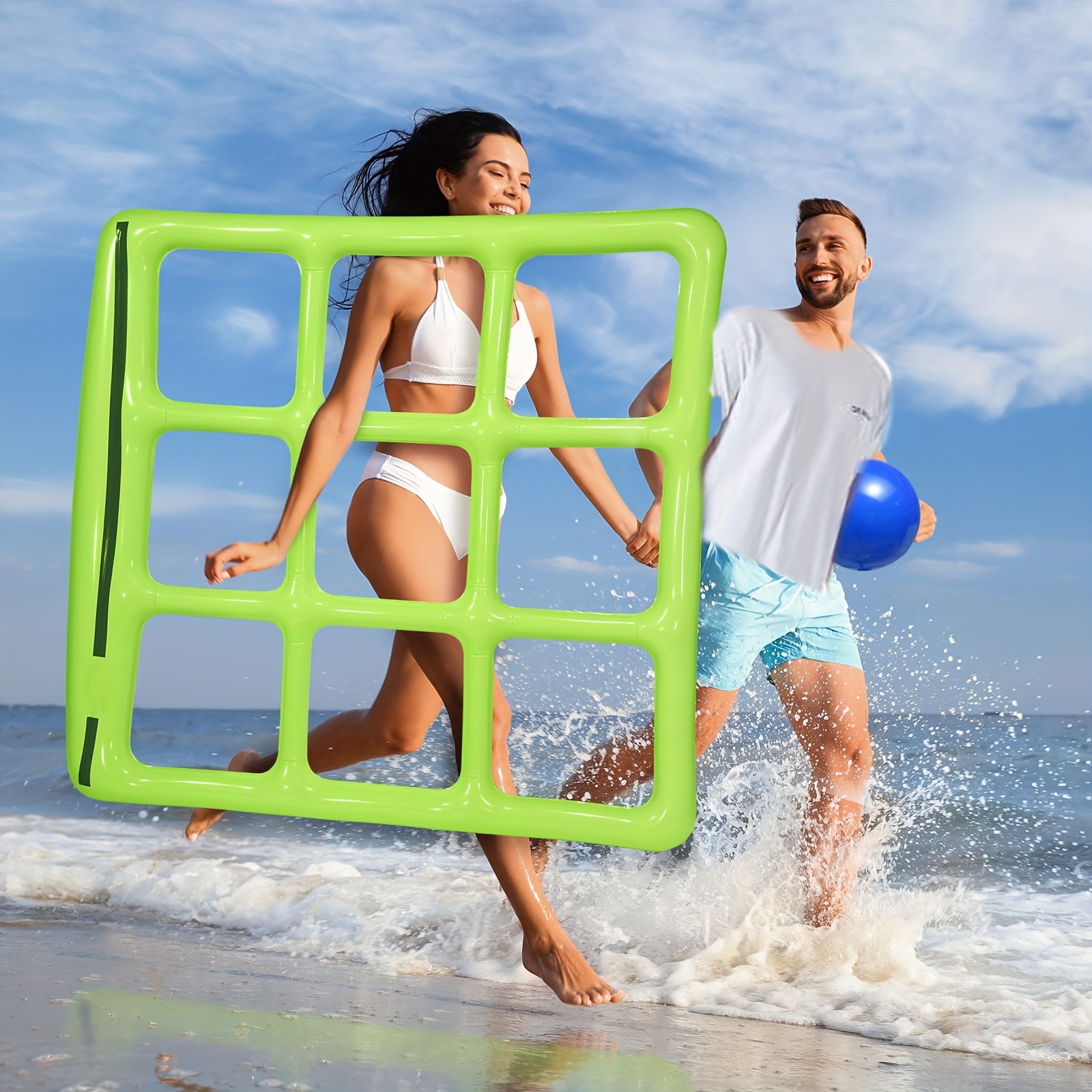 Pool Toys Games Set - Tic-Tac-Toe Inflatable Pool Toy with 10 Balls - 2-10 Players