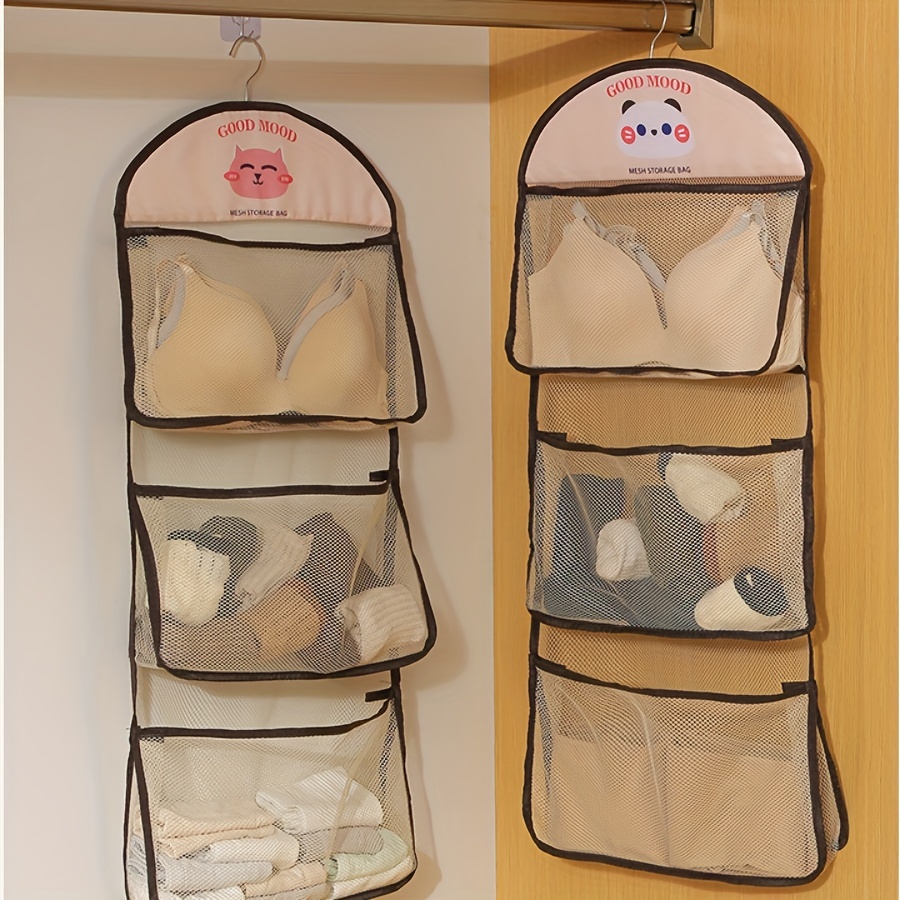 3-уровневый висячий органайзер для гардероба, сетчатый стеллаж для хранения носков, нижнего белья, универсальная многофункциональная сумка для общежитий, шкафов, экономящий пространство дизайн детали 5