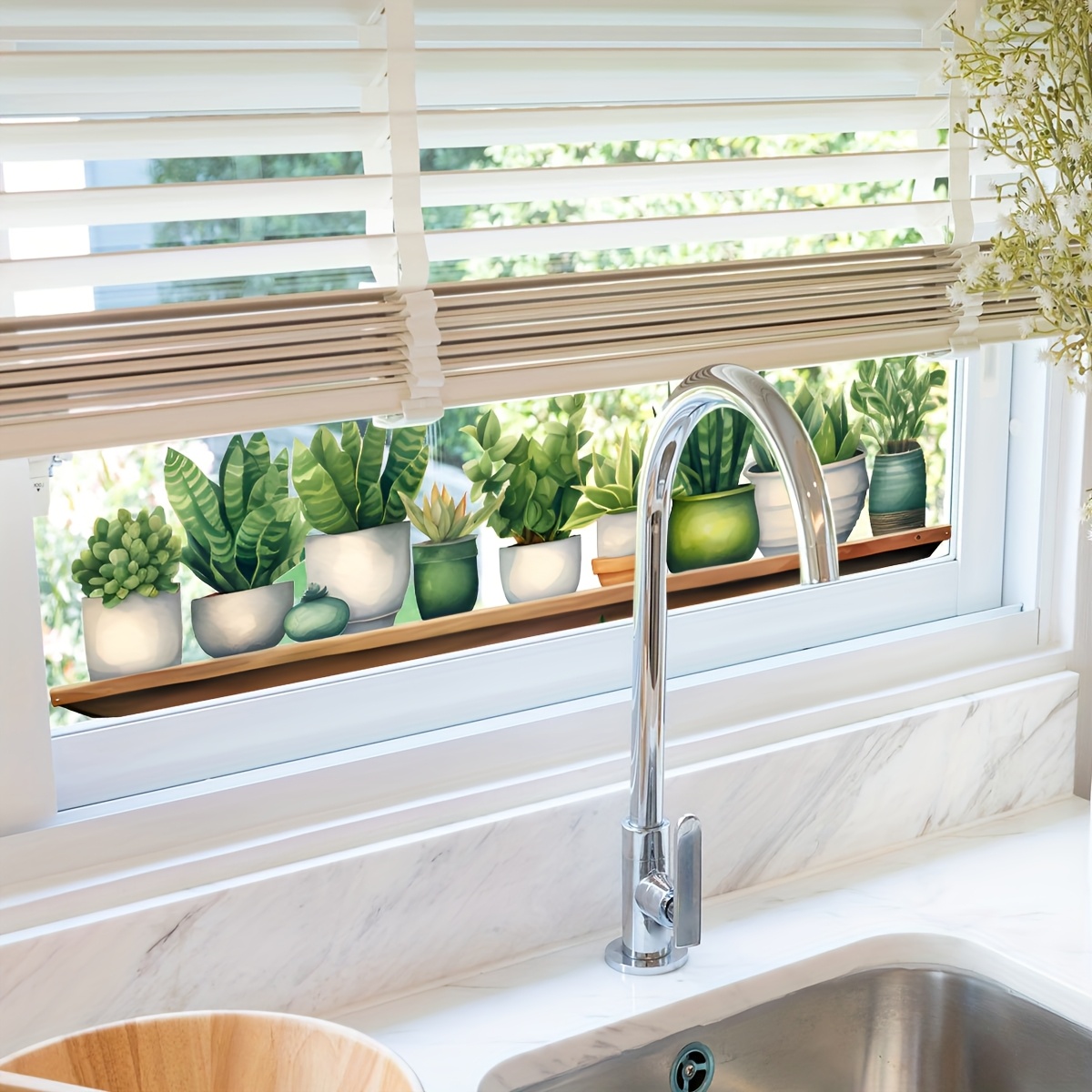 

Self-adhesive Plant Pot Storage Shelf With Wall And Window Stickers, Home Decoration