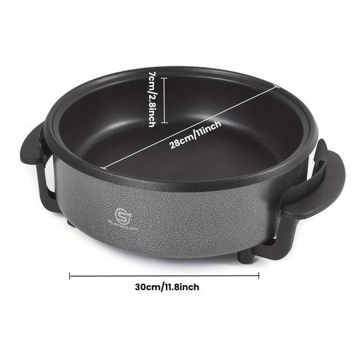 Multifunctionele Pan 30 x 7 cm, 5,6 Liter Elektrische Multi-Pan met Deksel 1500 Watt, Elektrisch Pizza-pan, Elektrische Feestpan