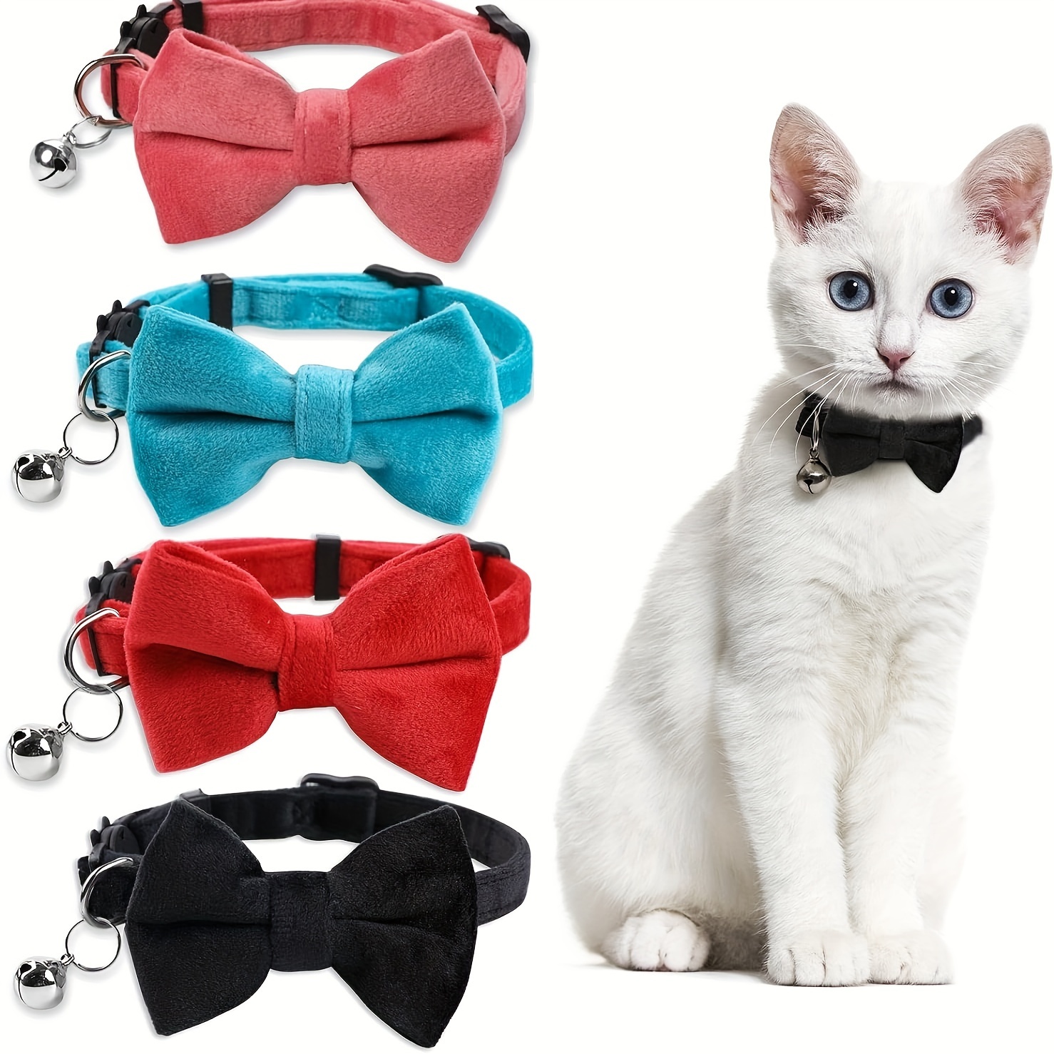 

1pc Stylish Adjustable Pet Collar With Bell And Bow Tie - Ideal For Cats And Puppies