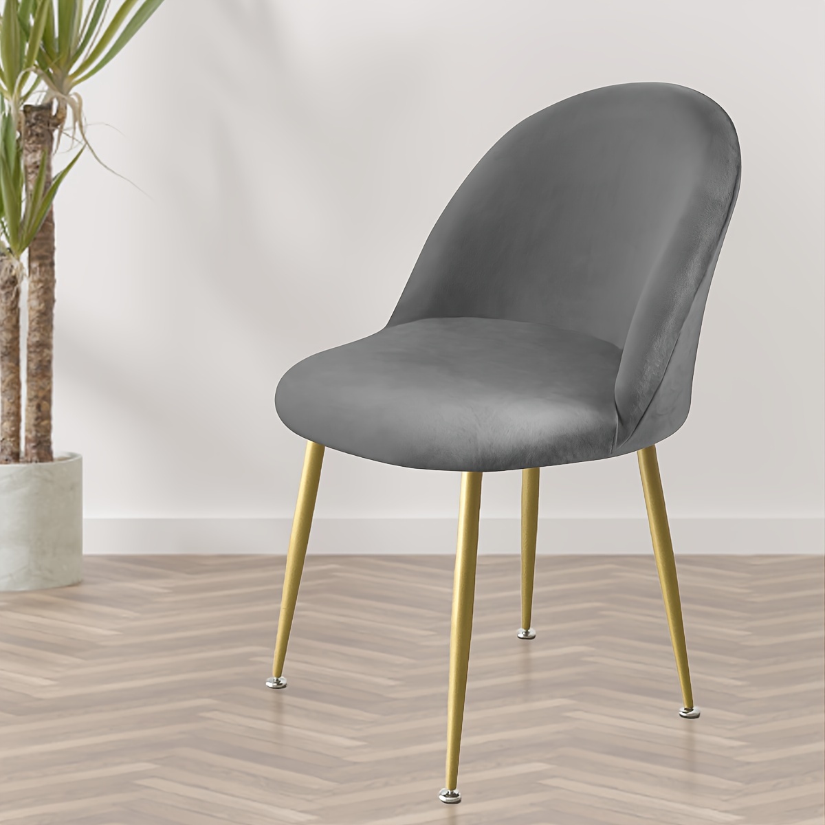 TEMU 1pc Velvet Fabric Elastic Dining Chair Cover Chair Cover