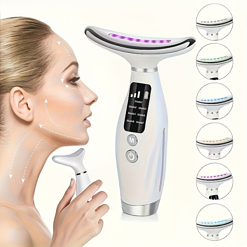 item picture 1pc 7 mode adjustable skin beauty   led display effective relaxation and care for face suitable for face neck double chin ideal for home and beauty salons usb rechargeable facial sculpting tool   gift for halloween